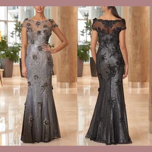 NWT $700‎ Alexander by Daymor [ 6 ] Sequin Cap Sleeve Bodice Gown in Clay #G1863